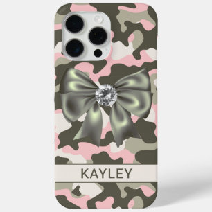 Glänzendes Rosa Grünes Tarnmuster Personalisiert Case-Mate iPhone Hülle