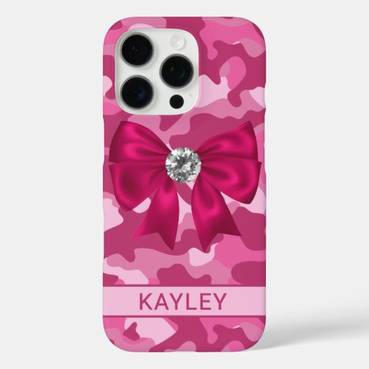 Glänzendes Rosa-Tarnmuster Personalisiert  Case-Mate iPhone Hülle (Rückseite)