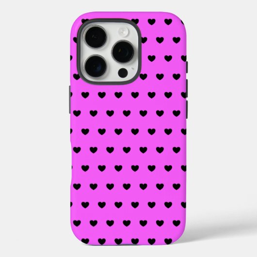Glänzendes Rosa und schwarzes Herzen Muster Case-Mate iPhone Hülle (Rückseite)