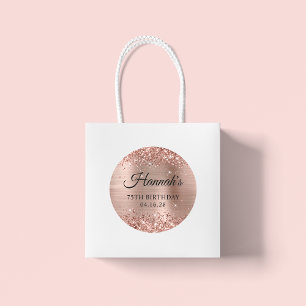Glänzendes Roségold-Folie 75. Geburtstag Runder Aufkleber