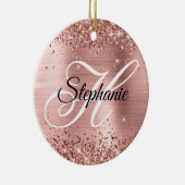 Glänzendes Roségold-Folie-Fancy-Monogramm Keramik Ornament (Rechts)