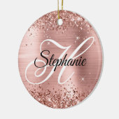 Glänzendes Roségold-Folie-Fancy-Monogramm Keramik Ornament (Links)