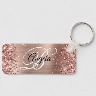 Glänzendes Roségold-Folie-Fancy-Monogramm Schlüsselanhänger