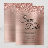 Glänzendes Roségold-Folie-Fancy-Script Save The Date (Vorne/Hinten)