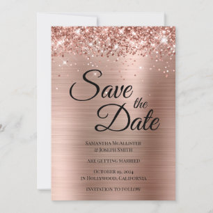 Glänzendes Roségold-Folie-Fancy-Script Save The Date