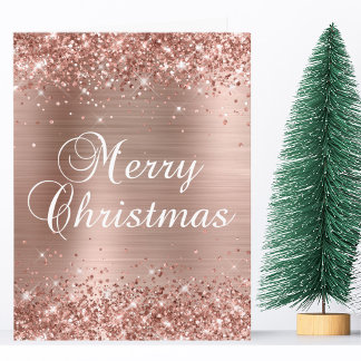 Glänzendes Roségold-Folie Frohe Weihnachten Karte