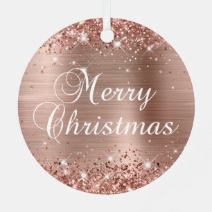 Glänzendes Roségold-Folie Frohe Weihnachten Ornament Aus Metall
