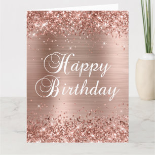 Glänzendes Roségold-Folie großes Happy Birthday Karte