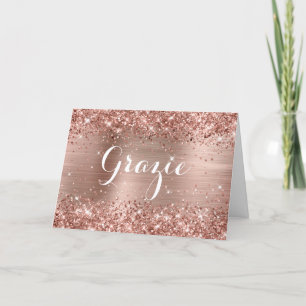 Glänzendes Roségold-Folie Klassische Schrift Grazi Dankeskarte