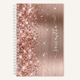 Glänzendes Roségold-Folie Modernes Mädchen-Signatu Notizblock