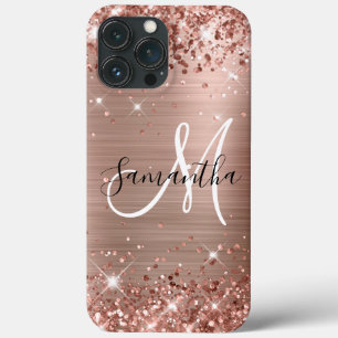 Glänzendes Roségold-Folie Schwarz-Weiß-Monogramm Case-Mate iPhone Hülle