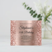 Glänzendes Roségold-Folien-Monogramm 50. Geburtsta (Stehend Vorderseite)