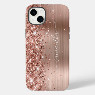 Glänzendes Roségold Glam Modernes Mädchenhaftes De iPhone 14 Plus Hülle