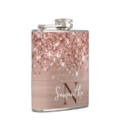 Glänzendes Roségold Glam Monogramm Flachmann (Rechts)