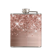 Glänzendes Roségold Glam Monogramm Flachmann (Rückseite)
