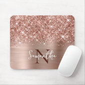 Glänzendes Roségold Glam Monogramm Mousepad (Mit Mouse)