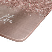 Glänzendes Roségold Glam Name Schneidebrett (Ecke)