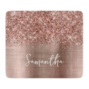 Glänzendes Roségold Glam Name Schneidebrett