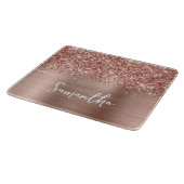 Glänzendes Roségold Glam Name Schneidebrett (Ecke)