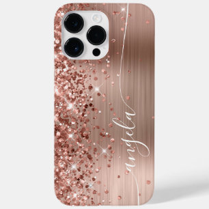 Glänzendes Roségold Glam Signatur Case-Mate iPhone 14 Pro Max Hülle