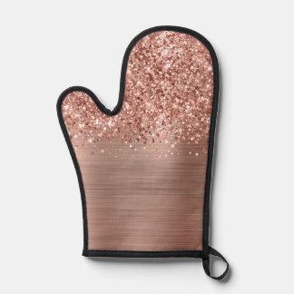 Glänzendes Roségold Glamour Ofenhandschuh