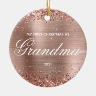 Glänzendes Roségold Mein erstes Weihnachten als Om Keramik Ornament