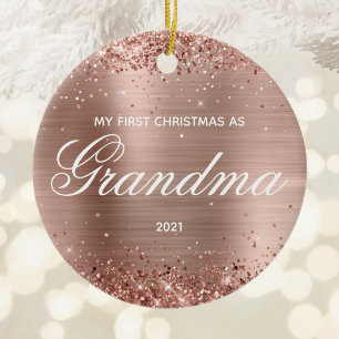 Glänzendes Roségold Mein erstes Weihnachten als Om Keramik Ornament