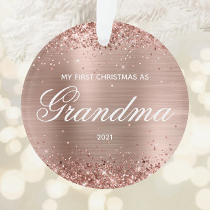 Glänzendes Roségold Mein erstes Weihnachten als Om Ornament
