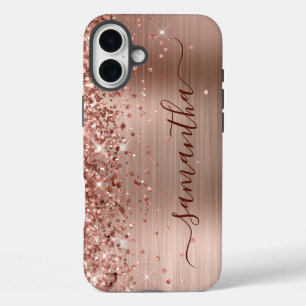 Glänzendes Roségold Metallisches Mädchenhaftes Sch iPhone 16 Plus Hülle