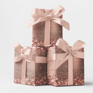 Glänzendes Roségold-Ombre-Folie Geschenkpapier Set