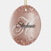 Glänzendes Roségold-Schimmer-Fancy-Monogramm Keramik Ornament (Rechts)