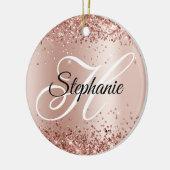 Glänzendes Roségold-Schimmer-Fancy-Monogramm Keramik Ornament (Links)