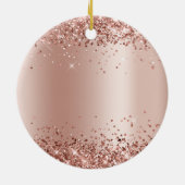 Glänzendes Roségold-Schimmer-Fancy-Monogramm Keramik Ornament (Hinten)