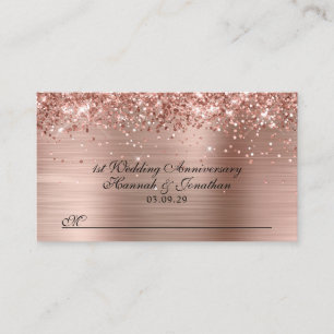 Glänzendes Roségold zum 1. Hochzeitstag Platzkarte
