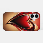 Glänzendes rotes Herz mit dunklem romantischen Sch iPhone 16 Hülle (Rückseite (Horizontal))