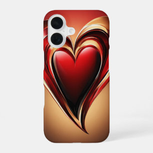 Glänzendes rotes Herz mit dunklem romantischen Sch iPhone 16 Hülle
