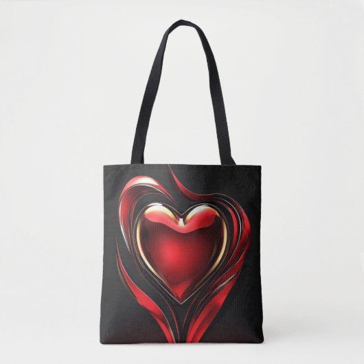 Glänzendes rotes Herz mit warmer romantischer Auss Tasche (Vorderseite)