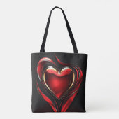 Glänzendes rotes Herz mit warmer romantischer Auss Tasche (Rückseite)