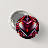 Glänzendes rotes Metallherz Button (Vorne & Hinten)