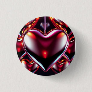 Glänzendes rotes Metallherz Button