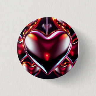 Glänzendes rotes Metallherz Button