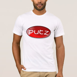 Glänzendes rotes Putz T-Shirt