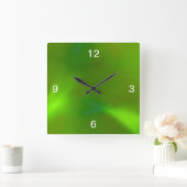Glänzendes schimmerndes Limones Grün Quadratische Wanduhr (Zuhause)