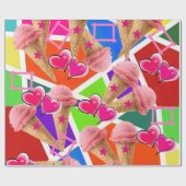 glänzendes Schleifpapier, Erdbeereis Geschenkpapier (Flach)