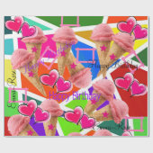glänzendes Schleifpapier, Erdbeereis Geschenkpapier (Flach)