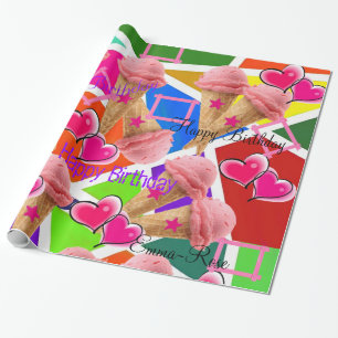 glänzendes Schleifpapier, Erdbeereis Geschenkpapier