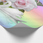 glänzendes Schleifpapier, weißer Schwan, pastellfa Geschenkpapier (Ecke)