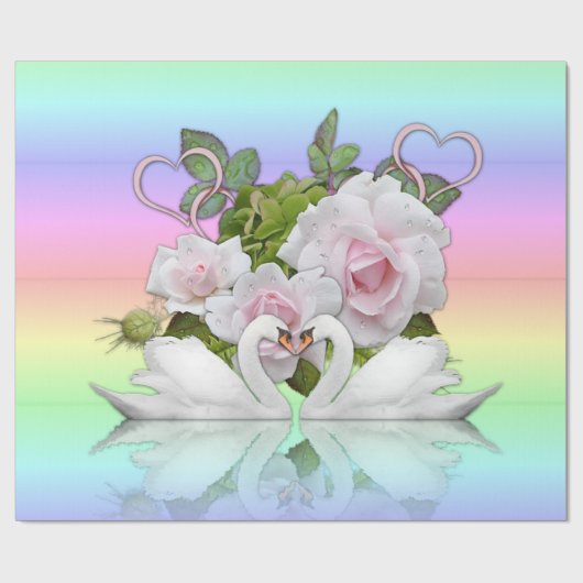 glänzendes Schleifpapier, weißer Schwan, pastellfa Geschenkpapier (Flach)