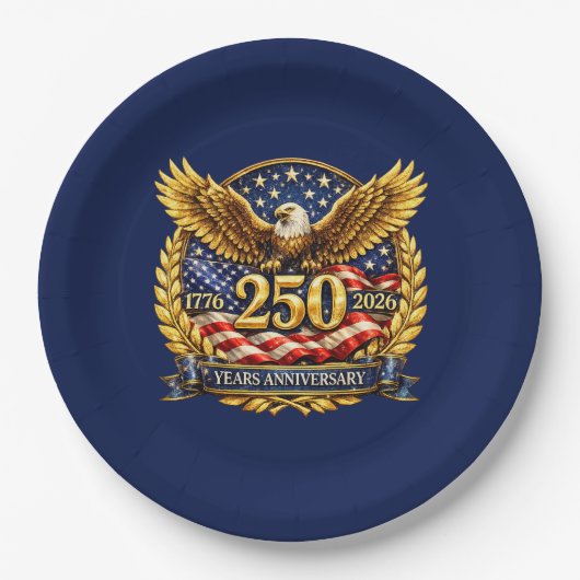 Glänzendes Semiquincentennial-Adler-Emblem Pappteller (Vorderseite)