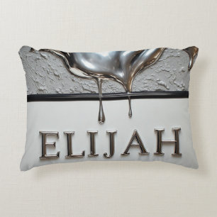 Glänzendes Silber-Chrom-Tropfen Custom Name Modern Dekokissen